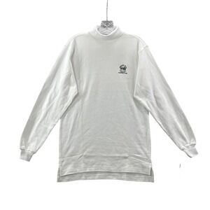 A.M. Player Mock Neck Shirt Men's S White Oregon Trail Country Club Long Sleeve